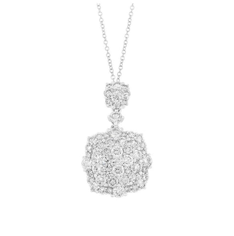 2.10 Ctw 18k White Gold Diamond Pendant Necklace With 18 Inch Chain