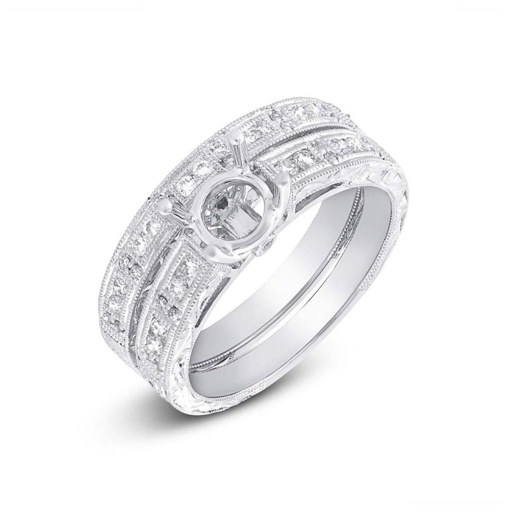 0.40 Ctw 18k White Gold Diamond Semi-mount Ring 2-pc