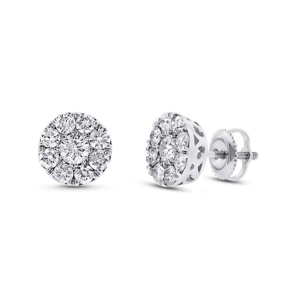 1.43 Ctw 14k White Gold Diamond Cluster Earring