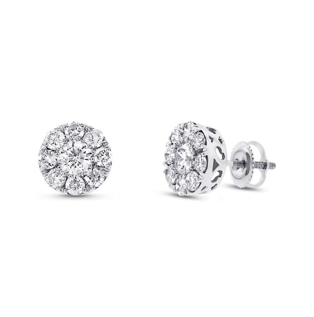 1.99 Ctw 14k White Gold Diamond Cluster Earring