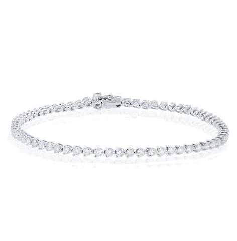 3.06 Ctw 18k White Gold Diamond Tennis Bracelet