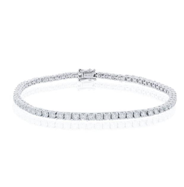 3.08 Ctw 18k White Gold Diamond Tennis Bracelet