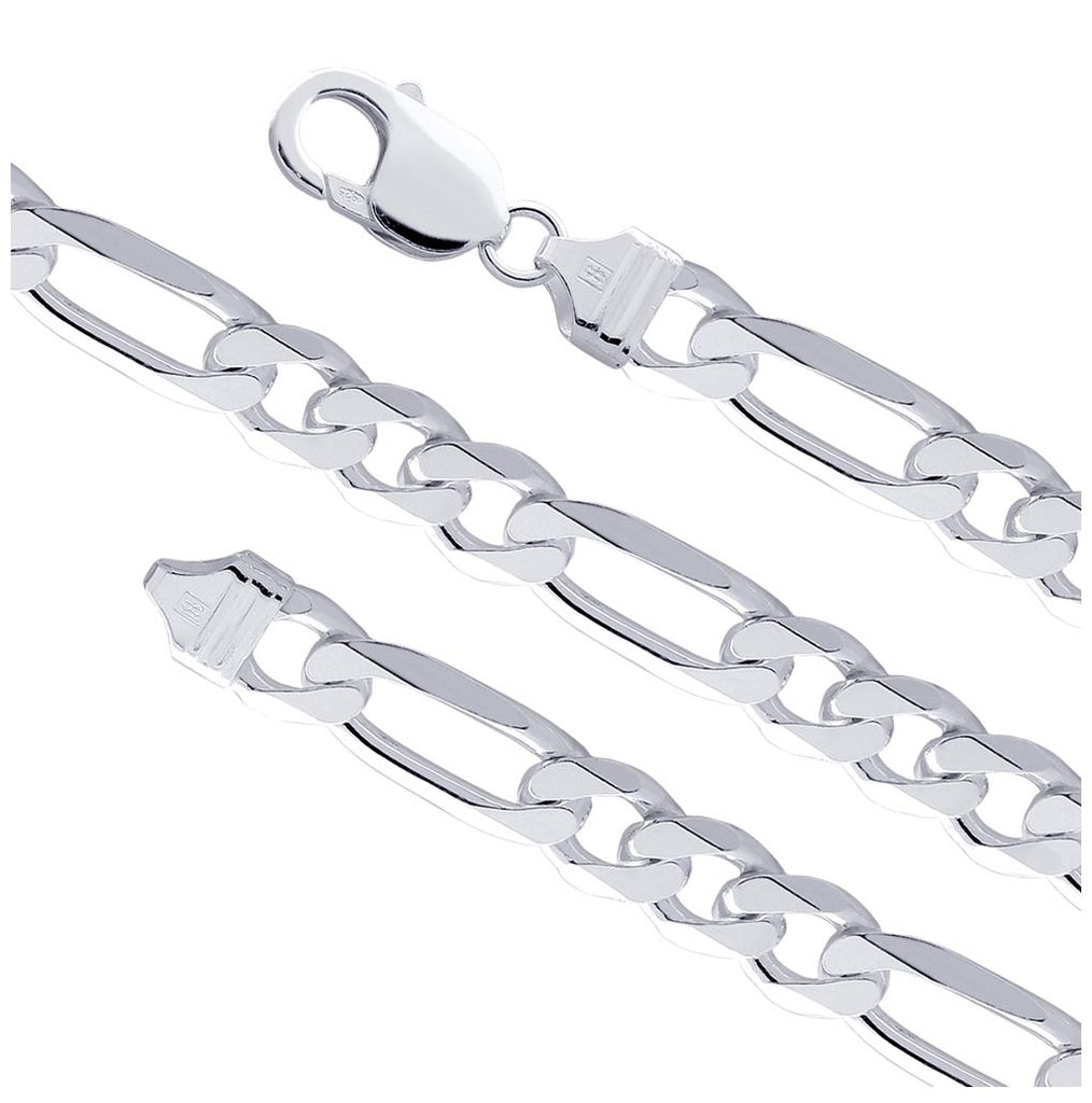 .925 Sterling Silver Flat Figaro Chain 180 (7mm), <b>size: 20</b>