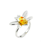 .925 Sterling Silver Murano Millefiori Yellow Faceted Bee Ring, <b>size: 6</b>