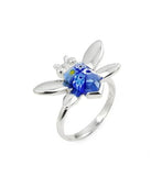 .925 Sterling Silver Murano Millefiori Blue Faceted Bee Ring, <b>size: 6</b>