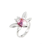 .925 Sterling Silver Murano Millefiori Pink Faceted Bee Ring, <b>size: 6</b>