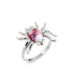 .925 Sterling Silver Murano Millefiori Pink Faceted Spider Ring, <b>size: 7</b>