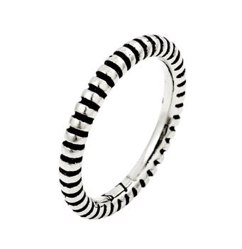 .925 Sterling Silver Plain Silver Striped Stackable Band (size 9-12), <b>size: 9</b>