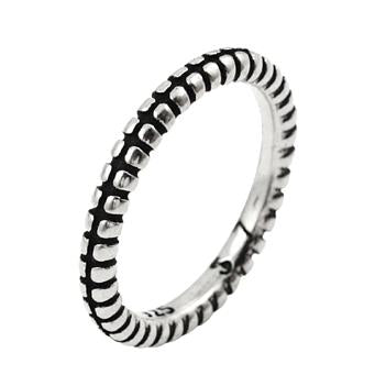 .925 Sterling Silver Plain Silver Striped And Split Design Stackable Band (size 4-8), <b>size: 7</b>