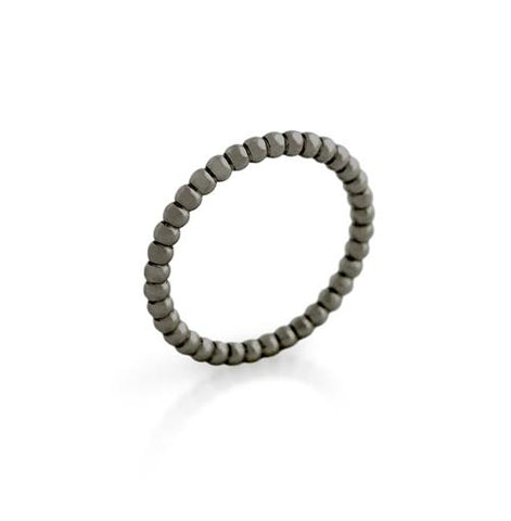 .925 Sterling Silver Black Rhodium Plated Bead Design Stackable Band (size 4-8), <b>size: Bk</b>