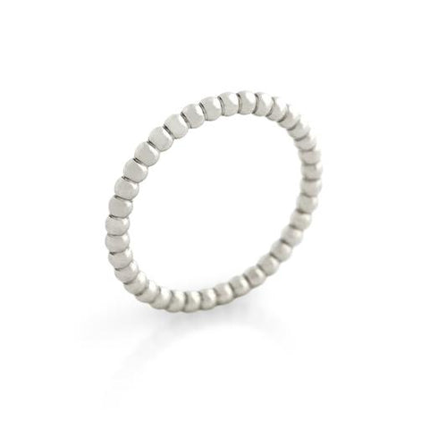 .925 Sterling Silver Rhodium Plated Bead Design Stackable Band (size 4-8), <b>size: Sl</b>