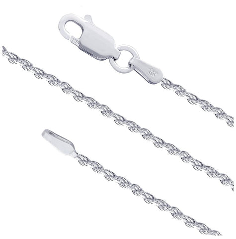 .925 Sterling Silver Diamond Cut Rope 030 Chain (1.3mm), <b>size: 16</b>