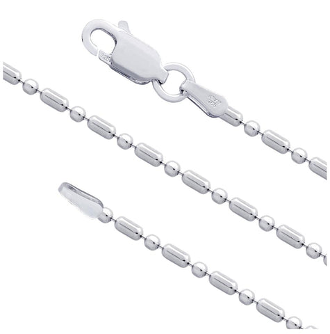 .925 Sterling Silver Rhodium Bead And Bar Chain, <b>size: 16</b>