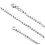 .925 Sterling Silver Beaded Moon 002 Chain (2mm), <b>size: 18</b>