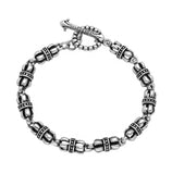 .925 Sterling Silver Twisted Blade Silver Crown-link Bracelet, <b>size: 7</b>