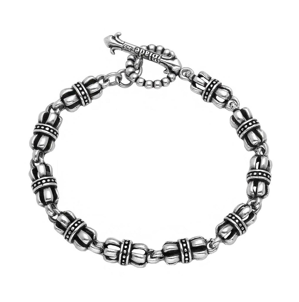 .925 Sterling Silver Twisted Blade Silver Crown-link Bracelet, <b>size: 7</b>