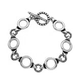 .925 Sterling Silver Twisted Blade Silver Circle-link Bracelet, <b>size: 7</b>