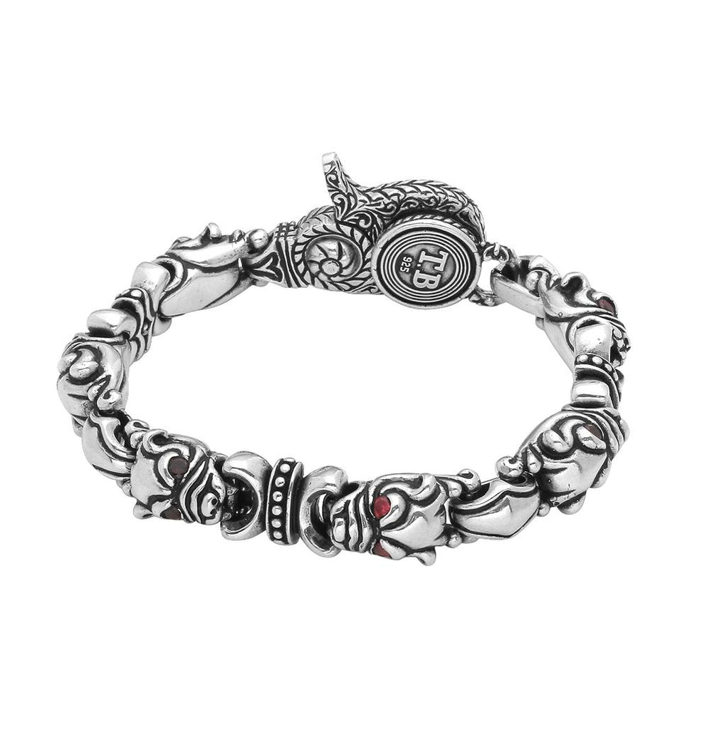 .925 Sterling Silver Twisted Blade Silver Dog-link Bracelet, <b>size: 7</b>