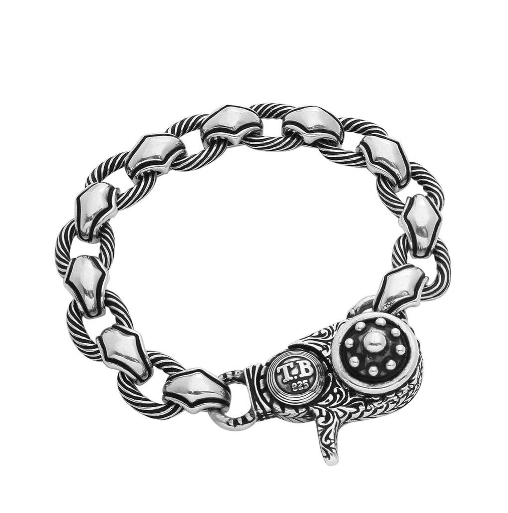 .925 Sterling Silver Twisted Blade Silver Rope-link Bracelet, <b>size: 7</b>