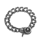 .925 Sterling Silver Twisted Blade Silver Crown Pattern Curb-link Bracelet, <b>size: 7</b>