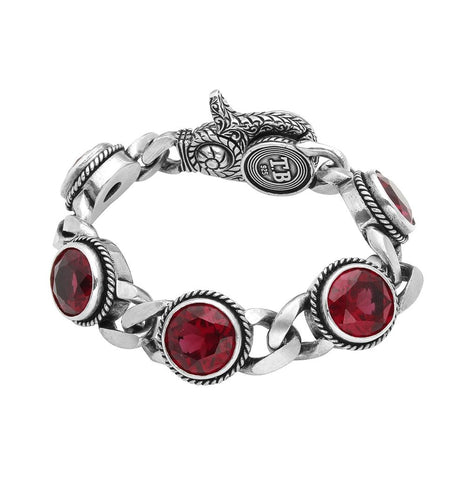 .925 Sterling Silver Twisted Blade Silver Large Ruby-link Bracelet, <b>size: 7</b>