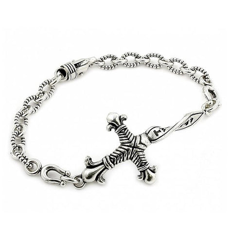 .925 Sterling Silver Twisted Blade Silver Twisted Dagger Bracelet, <b>size: 7</b>