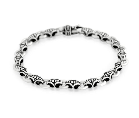 .925 Sterling Silver Twisted Blade Silver Armor-link Bracelet, <b>size: 7</b>