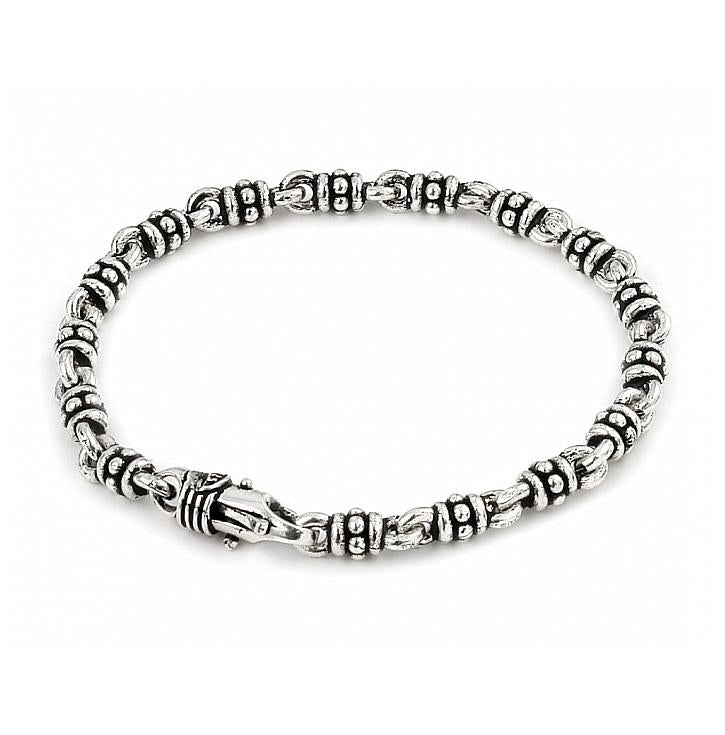 .925 Sterling Silver Twisted Blade Silver 5mm Studded Link Bracelet, <b>size: 7</b>