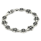 .925 Sterling Silver Twisted Blade Large Fleur De Lis Cross Link Bracelet, <b>size: 7</b>