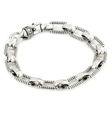 .925 Sterling Silver Twisted Blade Rectangular Rope Link Bracelet, <b>size: 7</b>