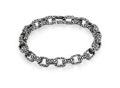 .925 Sterling Silver Twisted Blade Silver Square Zebra Link Bracelet, <b>size: 7</b>