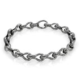 .925 Sterling Silver Twisted Blade Silver Engraved Link Bracelet, <b>size: 7</b>