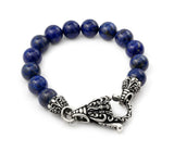 .925 Sterling Silver Twisted Blade Intricate Lapis Bead Bracelet, <b>size: 7</b>