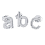 .925 Sterling Silver Rhodium Plated Lowercase Initials Earring (single), Initial Letter A