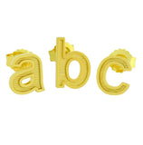 .925 Sterling Silver Gold Plated Lowercase Initials Earring (single), Initial Letter A