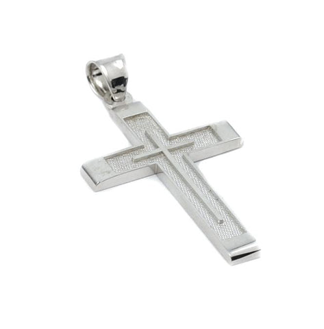 .925 Sterling Silver Rhodium Plated Square Cross Pendant