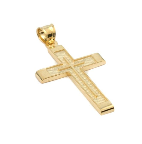 .925 Sterling Silver Gold Plated Square Cross Pendant