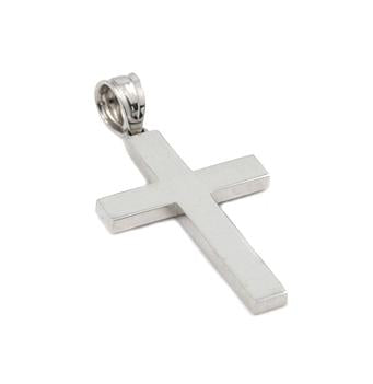 .925 Sterling Silver Rhodium Plated Plain Cross Pendant