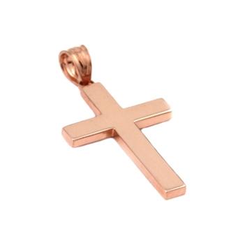 .925 Sterling Silver Rose Gold Plated Plain Cross Pendant