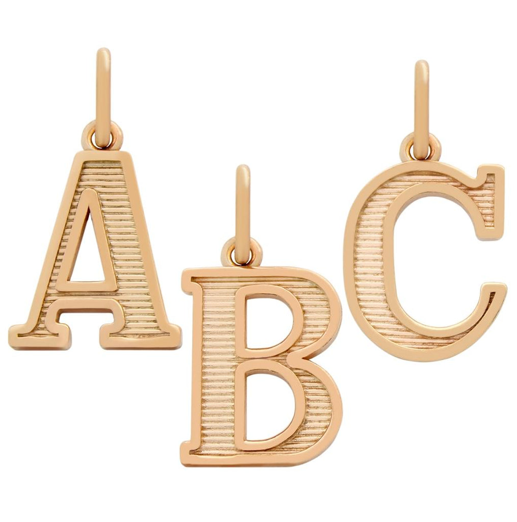 .925 Sterling Silver Rose Gold Plated Uppercase Initials Charm, Initial Letter A