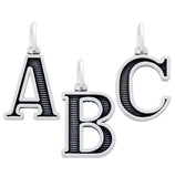 .925 Sterling Silver Oxidized Uppercase Initials Charm, Initial Letter A