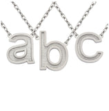 .925 Sterling Silver Rhodium Plated Lowercase Initials Necklace 16" + 2", <b>initial: A</b>