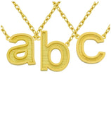 .925 Sterling Silver Gold Plated Lowercase Initials Necklace 16" + 2", <b>initial: A</b>