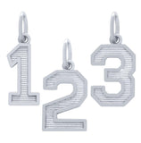 .925 Sterling Silver Rhodium Plated Number Charm