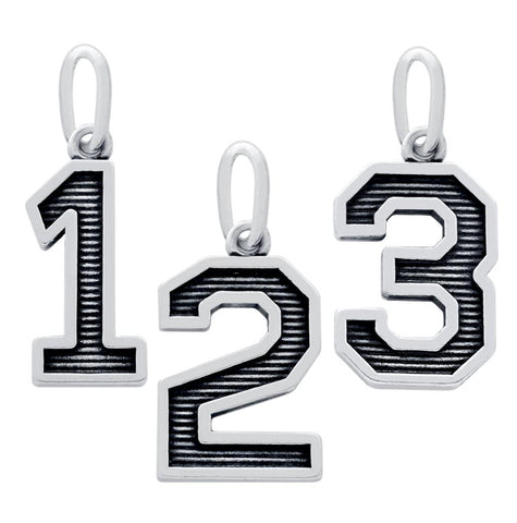 .925 Sterling Silver Oxidized Number Charm