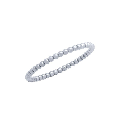 .925 Sterling Silver Rhodium Plated 1.5mm Beaded Stackable Ring, <b>size: 5</b>