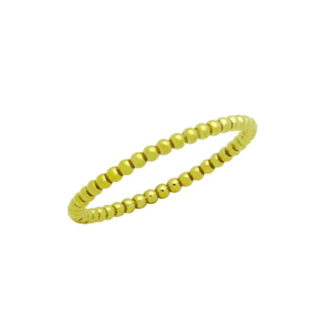 .925 Sterling Silver Gold Plated 1.5mm Beaded Stackable Ring, <b>size: 5</b>