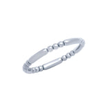 .925 Sterling Silver Rhodium Plated 2.5mm Bead And Bar Style Band Ring, <b>size: 5</b>