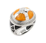 .925 Sterling Silver Caramel And Black Designo Cross Ring, <b>size: 6</b>