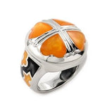 .925 Sterling Silver Large Caramel And Black Designo 4 Heart Ring, <b>size: 6</b>